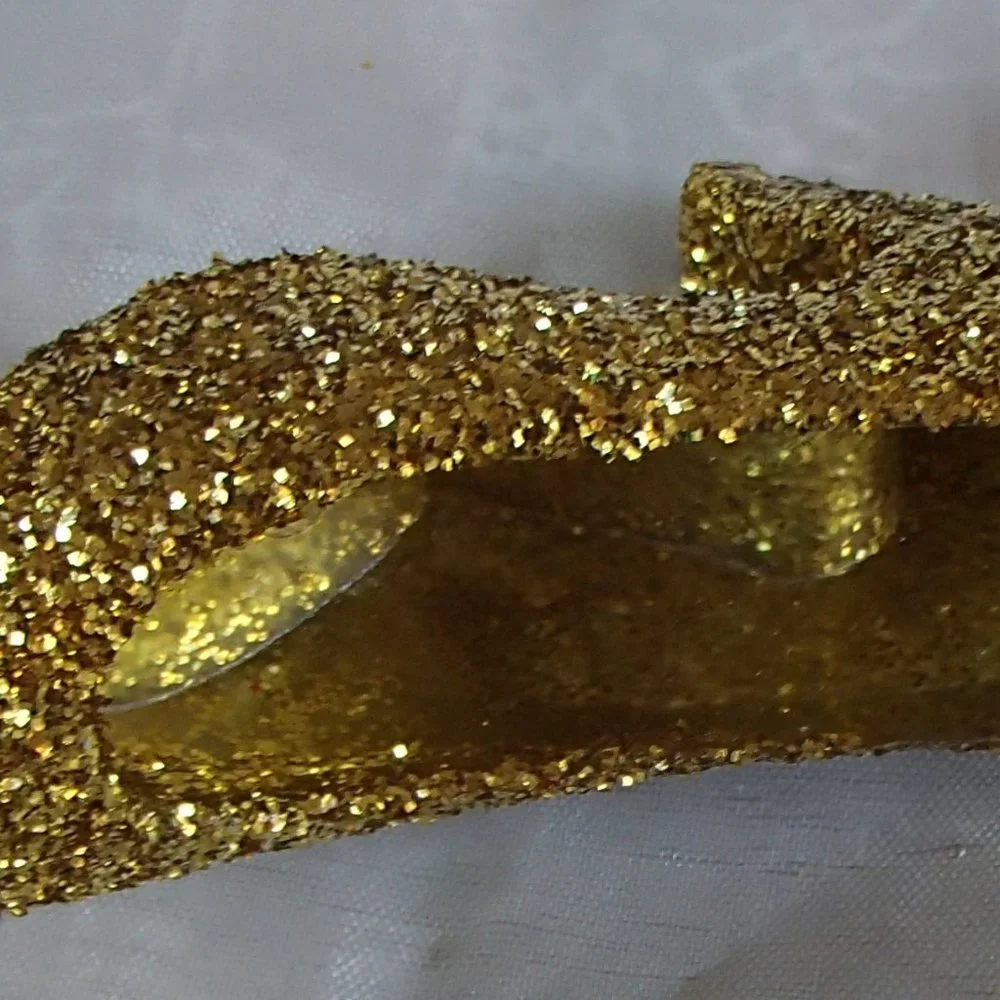 Golden Slipper Shoe Keychain Acrylic Glitter Altered Audi Lee Handcrafted - Picture 11 of 16
